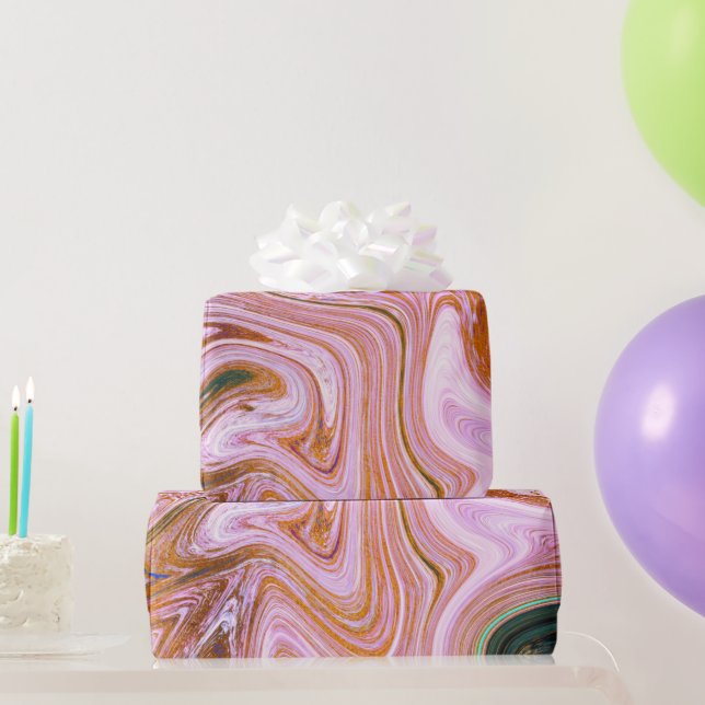 Papier Cadeau Marbre rose contemporain Abstrait (Cadeaux de fête)