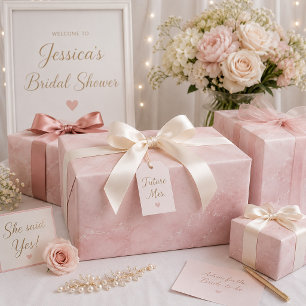 Papier Cadeau Marbre Rose Poussiéreux Élégant 