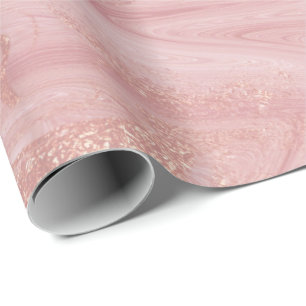 Papier Cadeau Marbre rose rose or Molten Pastel brillant