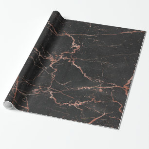 Papier Cadeau Marbre tendance rose noir brillant