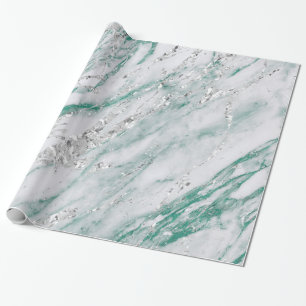 Papier Cadeau Marbre Tiffany Silver Gris Turquoise Pierre verte 