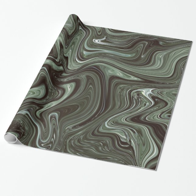 Papier Cadeau Marbre vert foncé rétro (Déroulé)
