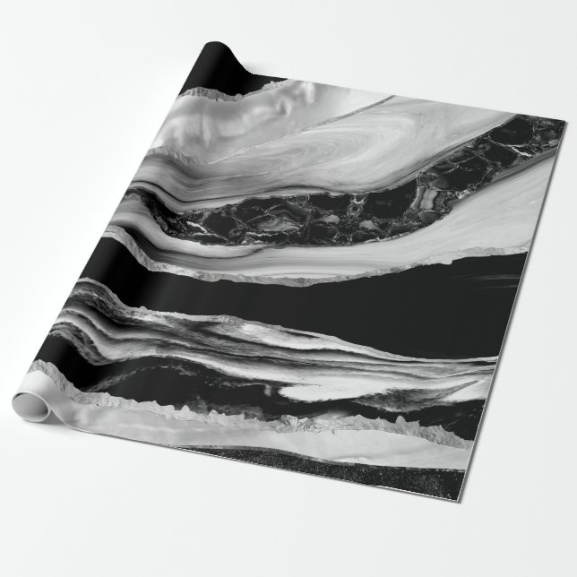 Papier Cadeau Marbres noirs et mère de perle (Déroulé)