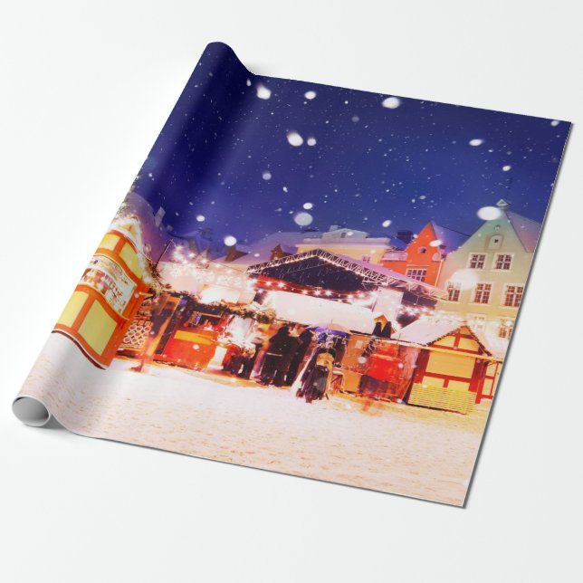 Papier Cadeau Marché de Noël de Tallinn.  (Déroulé)