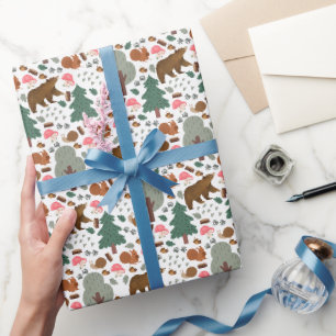 Papier Cadeau Marcher à travers les bois sur blanc