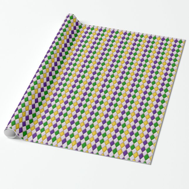 Papier Cadeau Mardi Gras Arlequin Diamant Design 2 (Déroulé)