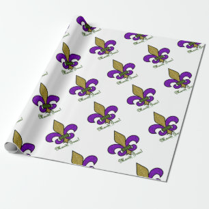 Papier Cadeau Mardi Gras Fleur De Lis Coloré