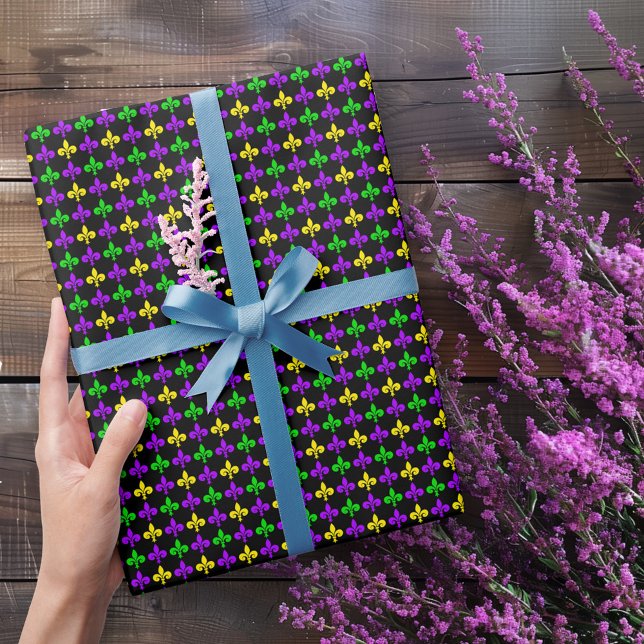Papier Cadeau Mardi Gras Fleur de Lis Motif (Créateur téléchargé)