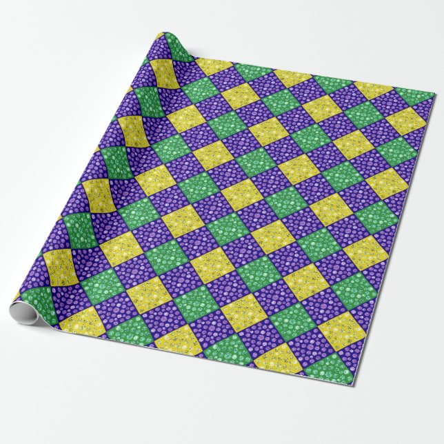 Papier Cadeau Mardi Gras Harlequin Motif du carnaval de Diamond (Déroulé)