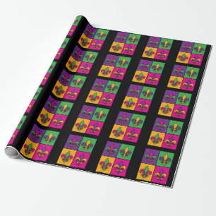 Papier Cadeau Mardi Gras Pop Art Fleur de Lis