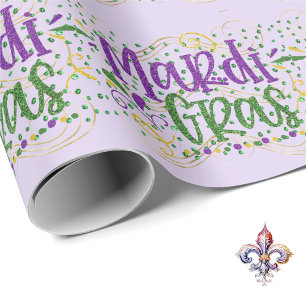 Papier Cadeau Mardi Gras sur pierres vertes