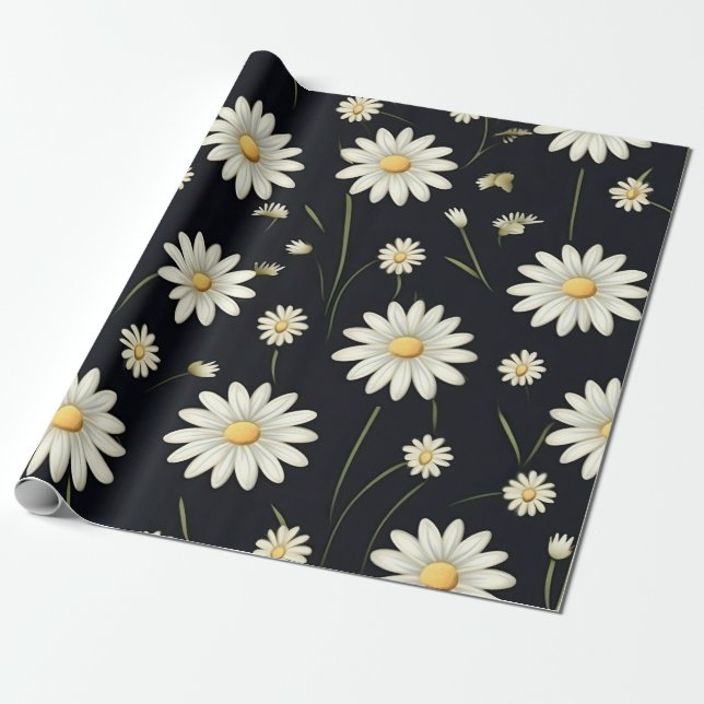 Papier Cadeau Marguerite blanche (Déroulé)
