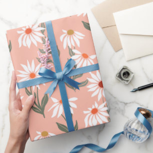 Papier Cadeau Marguerite Blanche Rétro