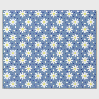 Papier Cadeau marguerite points bleus