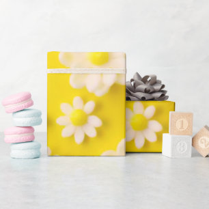 Papier Cadeau Marguerites avec un arrière - plan jaune