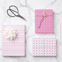 Papier cadeau Marguerites roses, Points et Cœurs