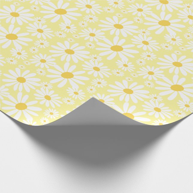 Papier Cadeau Marguerites Super rétro Motif de printemps Pastel  (Coin)