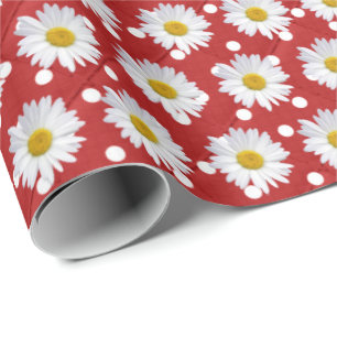 Papier Cadeau marguerites sur pois
