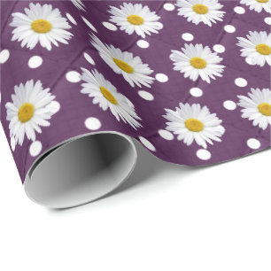 Papier Cadeau marguerites sur pois