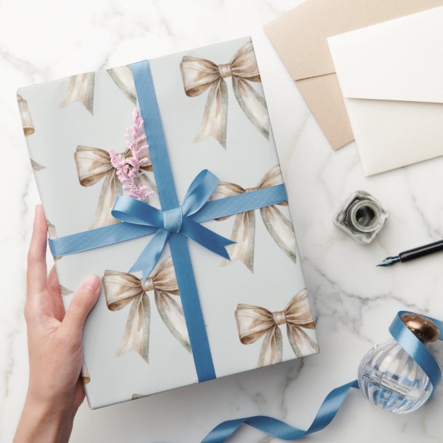 Papier Cadeau Mariage au ruban vert blanc or rustique romantique (Cadeaux)