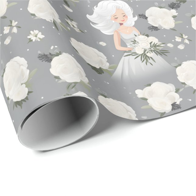 Papier Cadeau Mariage blanc (Coin rond)