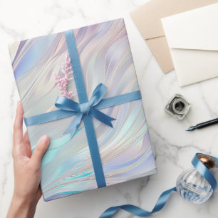 Papier Cadeau Mariage blanc Aqua Blue Purple Pearl