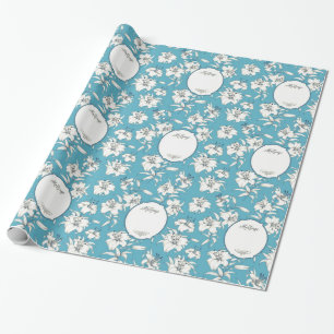 Papier Cadeau Mariage bleu clair personnalisé