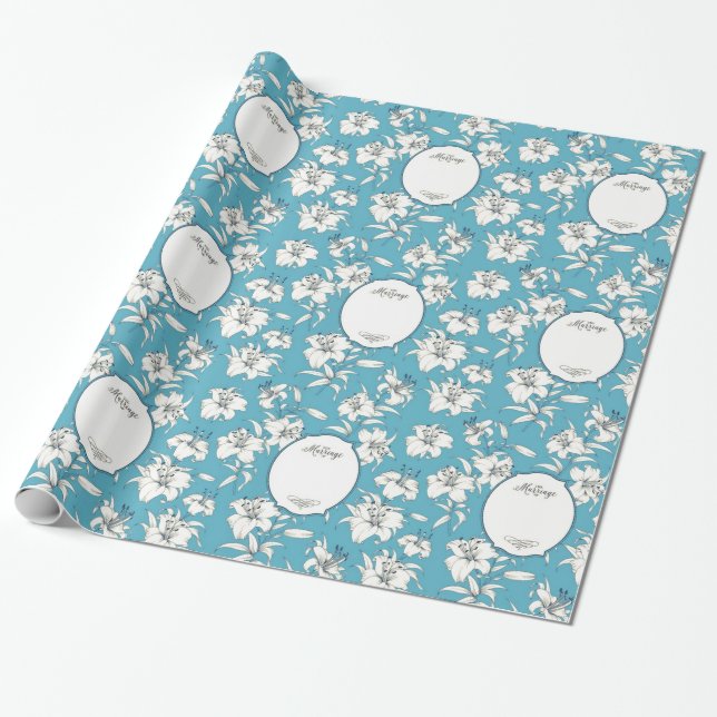 Papier Cadeau Mariage bleu clair personnalisé (Déroulé)