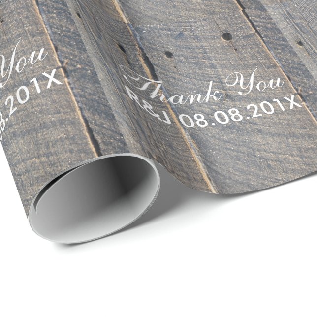 Papier Cadeau mariage campagnard en bois de grange mariage rusti (Coin rond)