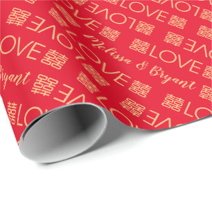 Papier Cadeau Mariage chinois double bonheur papier enveloppemen