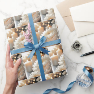 Papier Cadeau Mariage Chrysanthemum Fleur et bougies