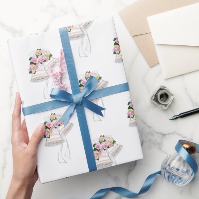 Papier Cadeau Mariage Cloches Sur Blanc (Cadeaux)
