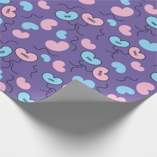 Papier Cadeau Mariage de M. et Mme Ballons Fête Violet Sans Cout