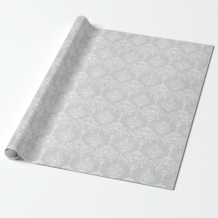 PAPIER CADEAU MARIAGE DE NAISSANCE ÉLÉGANT SILVER DAMASK WRAP