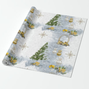 Papier Cadeau Mariage de Noël blanc Répétition design