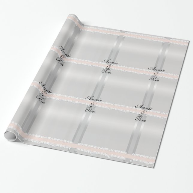 Papier Cadeau Mariage de noms de mariées et de mariées en argent (Déroulé)
