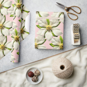 Papier Cadeau Mariage de printemps Fleur de Magnolia Tropical en