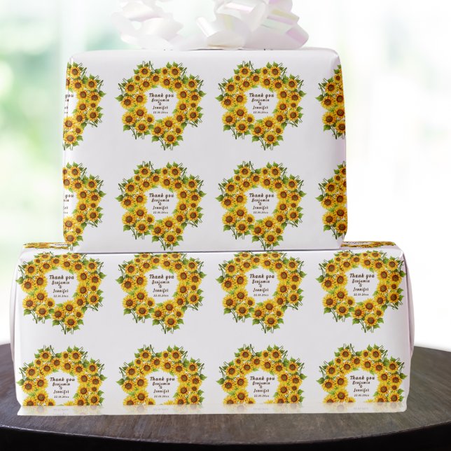 Papier Cadeau Mariage de tournesol de morden rustique personnali (Créateur téléchargé)