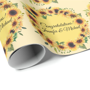 Papier Cadeau Mariage de tournesol Félicitations Ajouter des nom