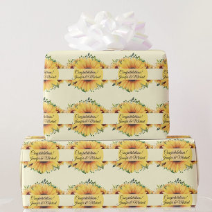 Papier Cadeau Mariage de tournesol Félicitations Ajouter des nom