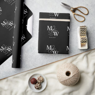 Papier Cadeau Mariage de typographie de luxe Monogramme