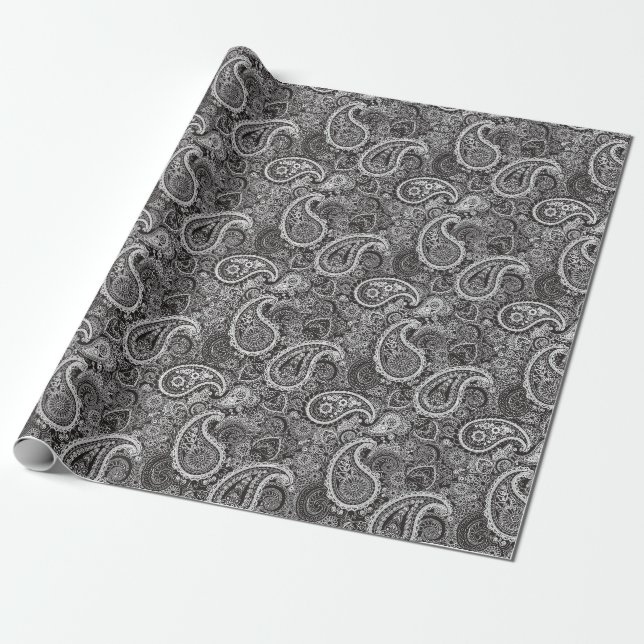 Papier Cadeau Mariage Décontracté mais élégant de White Paisley (Déroulé)
