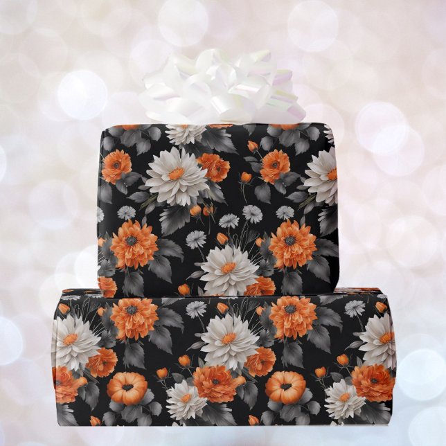 Papier Cadeau Mariage d'Halloween Orange Blanc noir Cadeau (Créateur téléchargé)