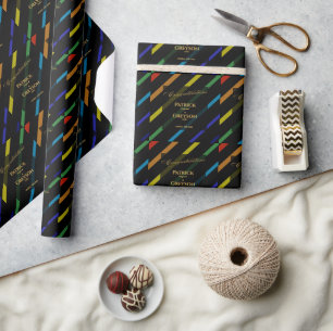 Papier Cadeau Mariage d'hommes gays Élégant arc-en-ciel Félicita