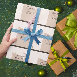 Papier Cadeau Mariage Élégant Bohème Herbe de Pampas Moderne