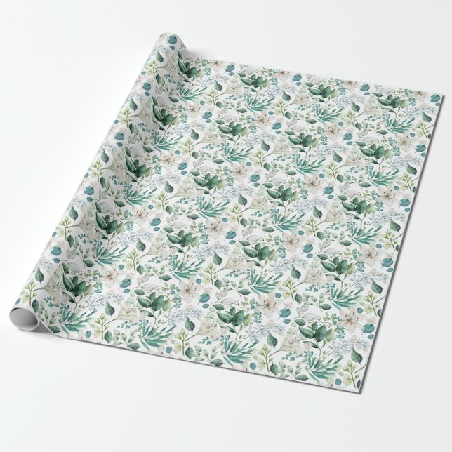 Papier Cadeau Mariage Fleurie de Mariée Florale Blanche (Déroulé)