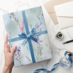 Papier Cadeau Mariage Fleuris Violet Joli Romantique