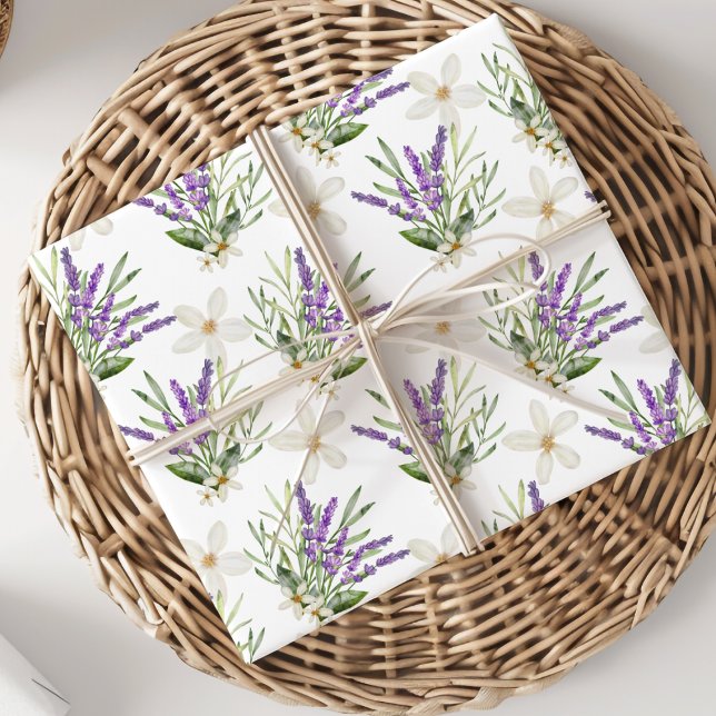 Papier Cadeau Mariage floral lavande aquarelle Bohème (Créateur téléchargé)