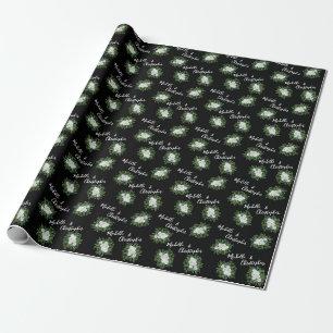 Papier Cadeau Mariage floral rose noire et blanche