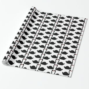 Papier Cadeau Mariage gothique embrasser les cygnes noirs à moti